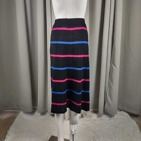 Regatta Sport Women's Wool Blend Multi Color Striped Stretchy Midi Skirt Size L - Picture 3 of 10
